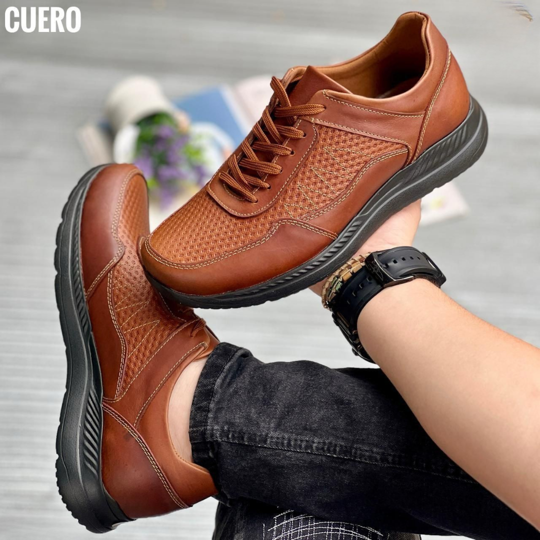Zapatos deportivos de cuero para caballero – Estilo casual y confort premium