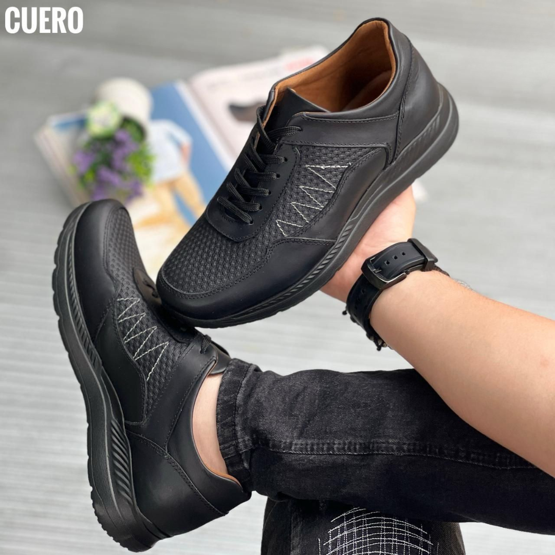 Zapatos deportivos de cuero para caballero – Estilo casual y confort premium