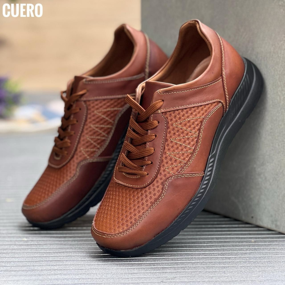 Zapatos deportivos de cuero para caballero – Estilo casual y confort premium
