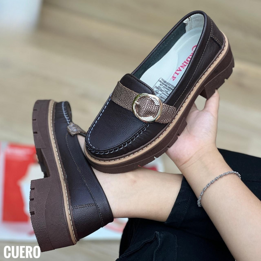 Mocasines chunky en cuero legítimo con detalle de hebilla – Estilo casual elegante