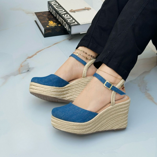 Alpargatas con Cuña de Yute y Correa Ajustable – Sandalias Plataforma Mujer