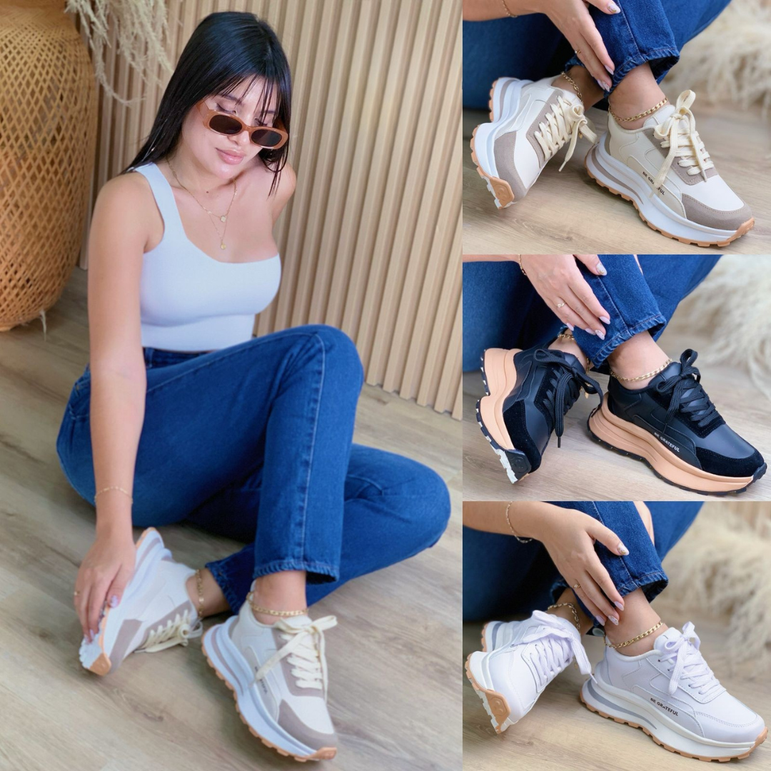 Zapatillas Urbanas "Be Grateful" para Mujer – Suela Chunky Antideslizante