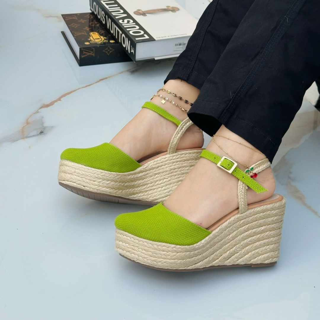 Alpargatas con Cuña de Yute y Correa Ajustable – Sandalias Plataforma Mujer