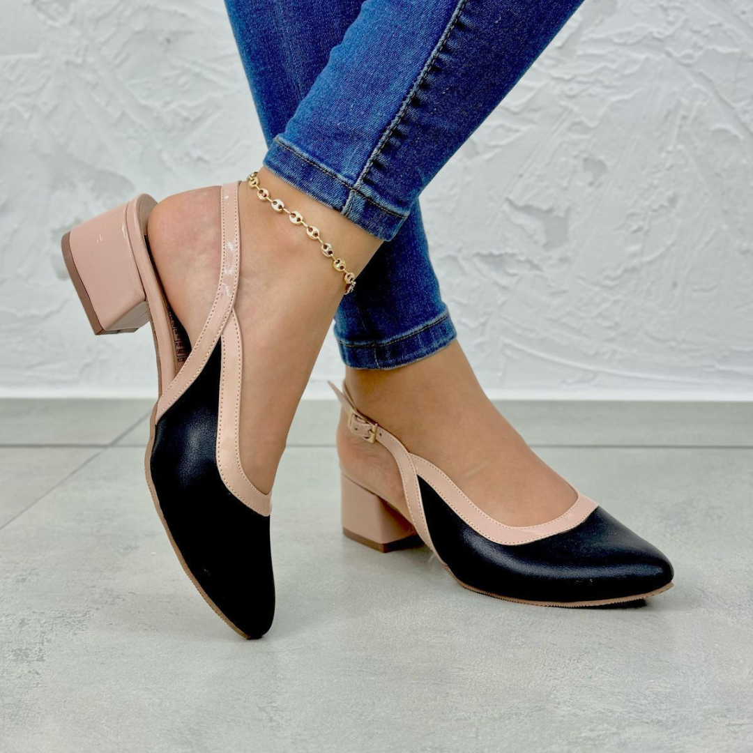Tacones slingback en charol y animal print – Elegancia casual para oficina y salidas