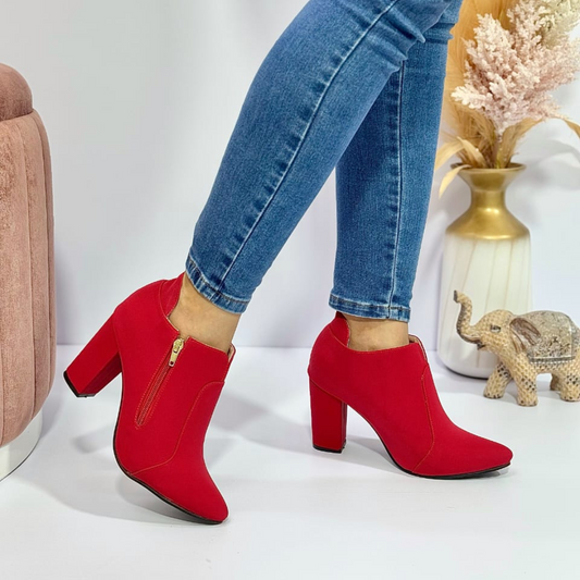 Botines de Tacón Grueso Mujer – Punta Fina y Cremallera Lateral | Elegancia Casual