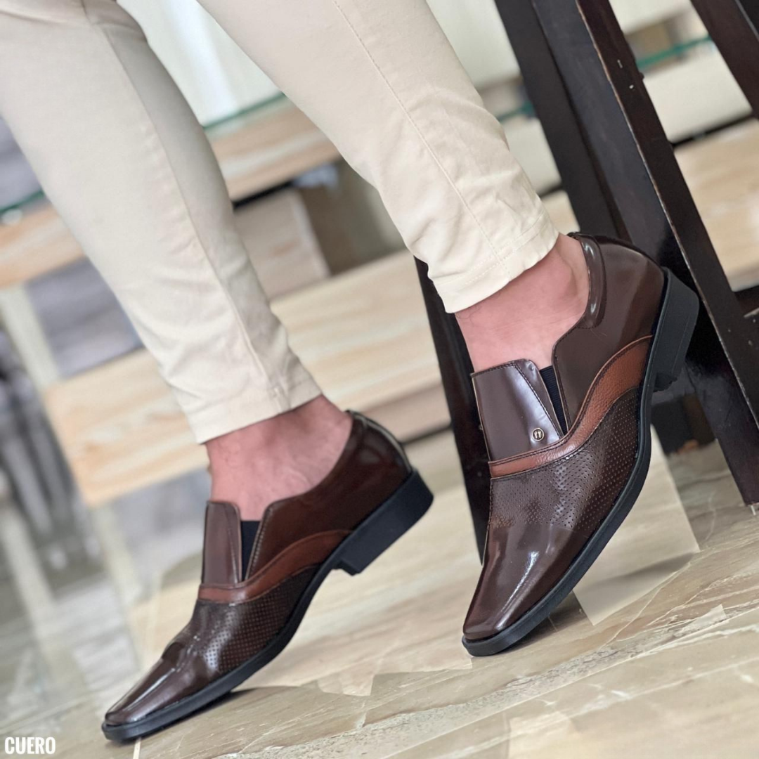 Zapatos de Vestir Hombre Cuero Brillante Negro o Marrón | Elegancia y Comodidad Premium