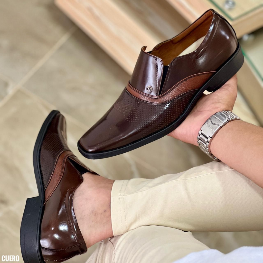Zapatos de Vestir Hombre Cuero Brillante Negro o Marrón | Elegancia y Comodidad Premium
