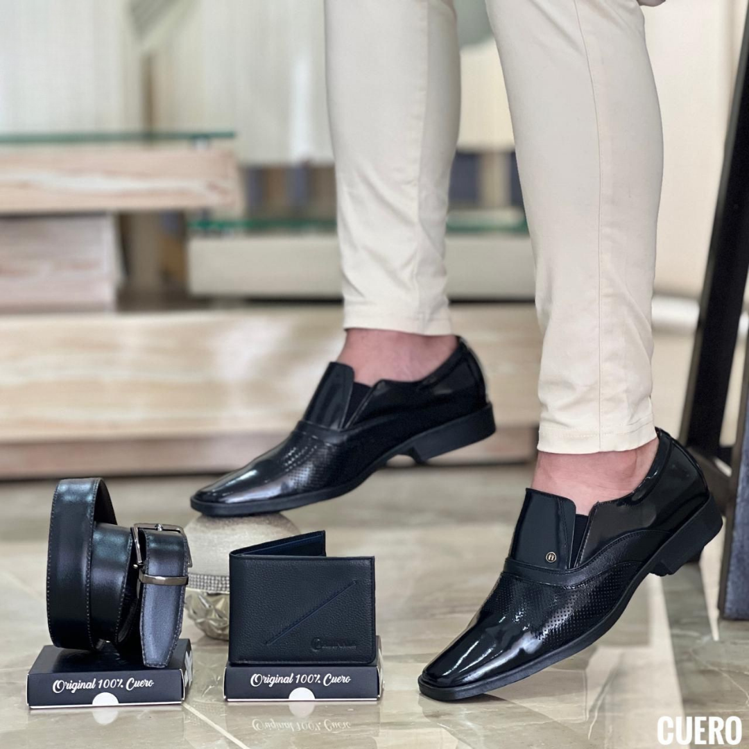 Zapatos de Vestir Hombre Cuero Brillante Negro o Marrón | Elegancia y Comodidad Premium