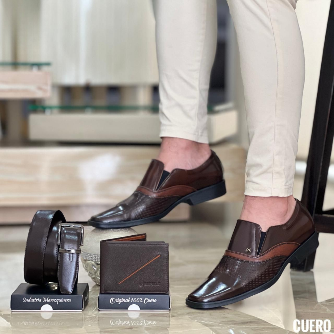 Zapatos de Vestir Hombre Cuero Brillante Negro o Marrón | Elegancia y Comodidad Premium