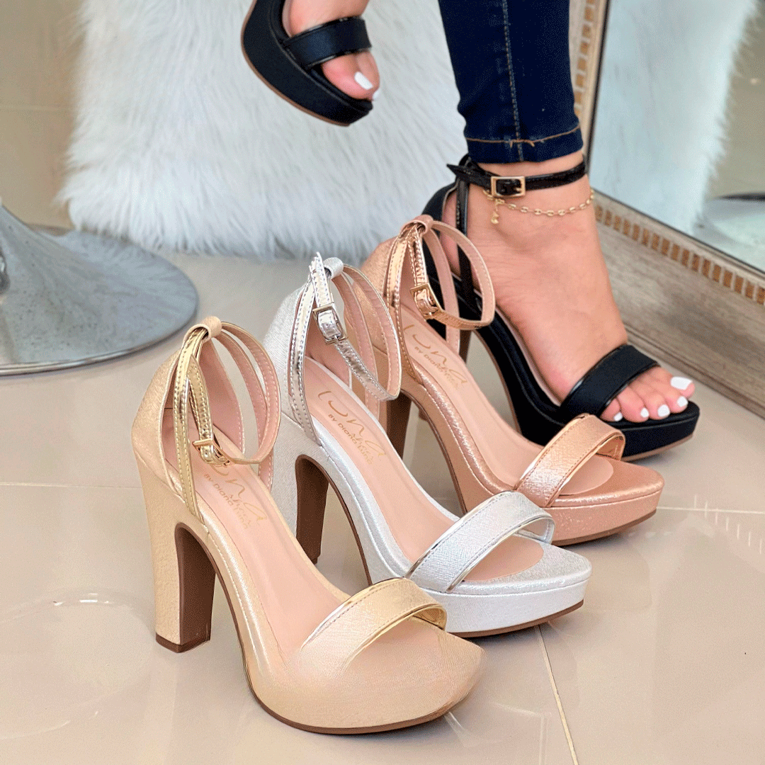 Sandalias Fiesta Glamour Tacón Alto y Brillo – Elegancia para Mujer