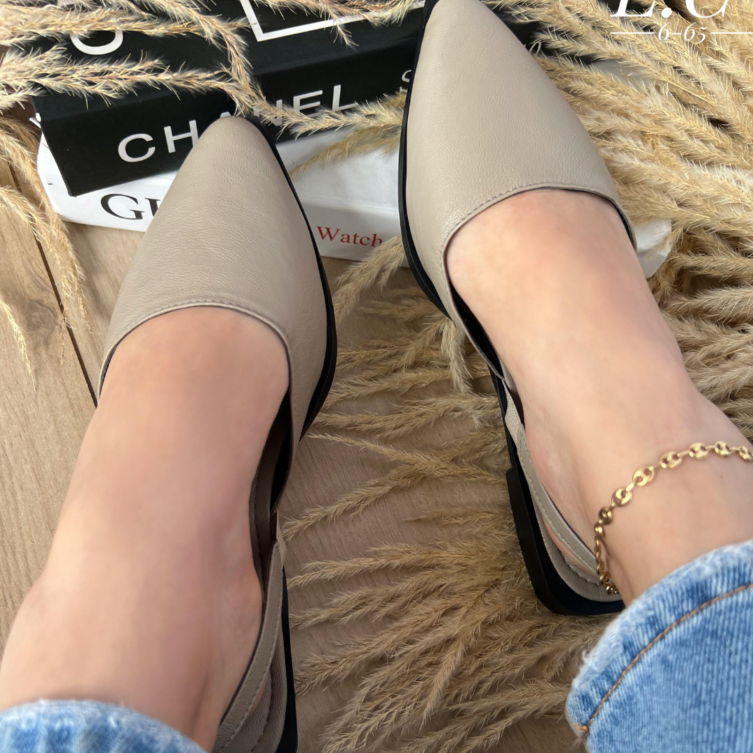 Flats Slingback de Cuero Mate – Elegancia cómoda para dama