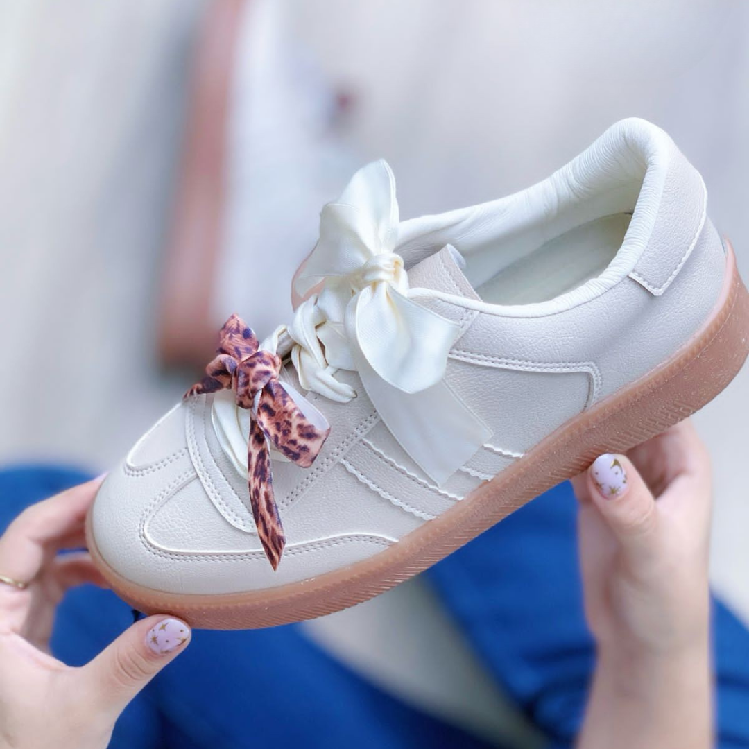 Tenis Zapatillas Urbanas con Lazo Doble Satín y Animal Print – Estilo Casual Chic