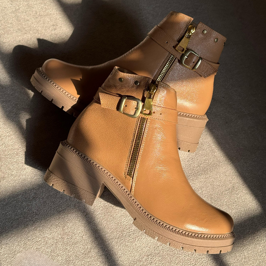 Botines Mujer Urban Style con Cremallera y Hebilla – Plataforma Baja Antideslizante