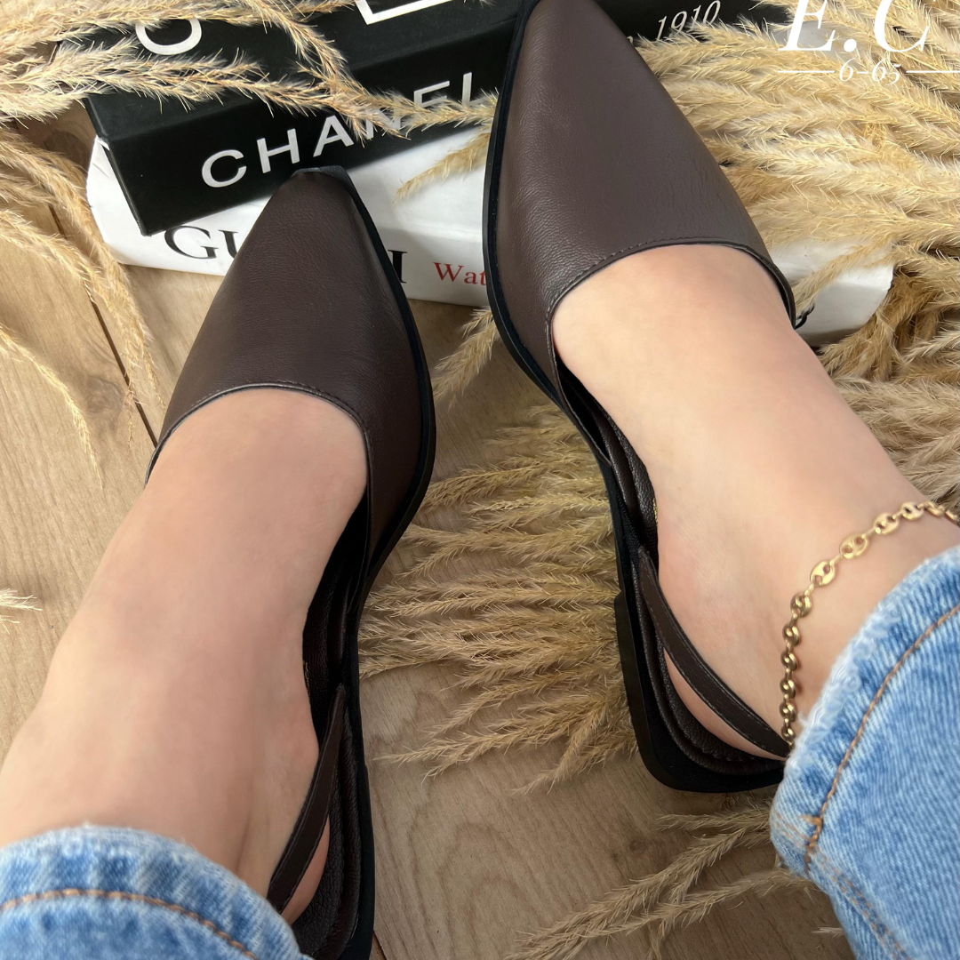 Flats Slingback de Cuero Mate – Elegancia cómoda para dama