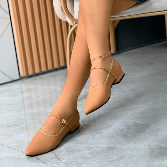 Mary Jane Punta Fina tipo Flats bajos con correa ajustable