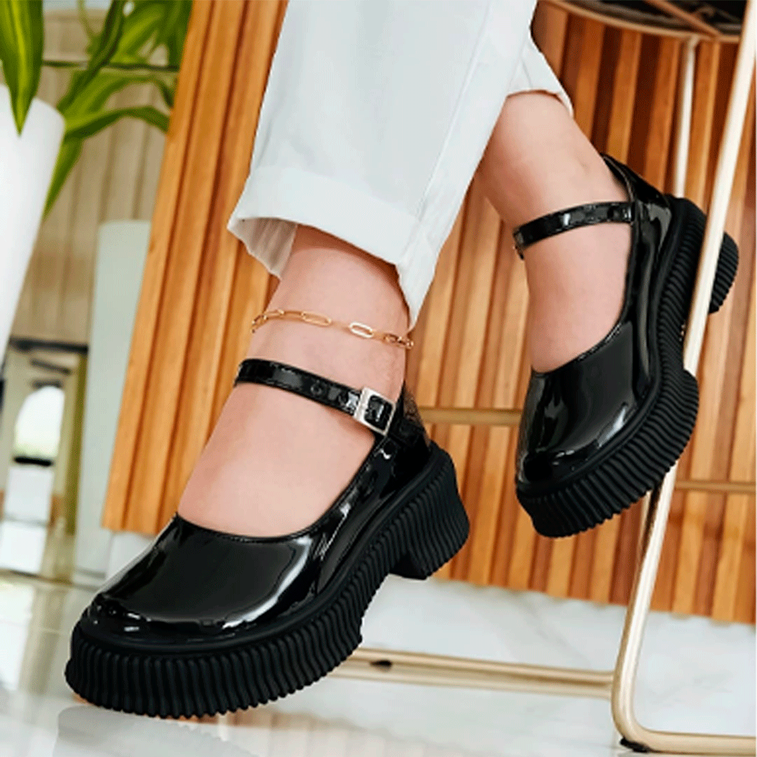 Mary Jane Chunky Brillantes LushCharm – Suela Chunk y Estilo Lacado