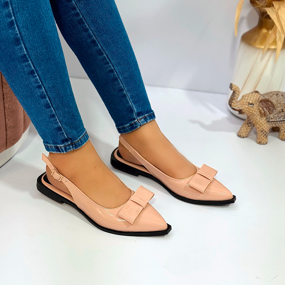 Balerinas Slingback Charol con Lazo Brillante – Chelina Shop