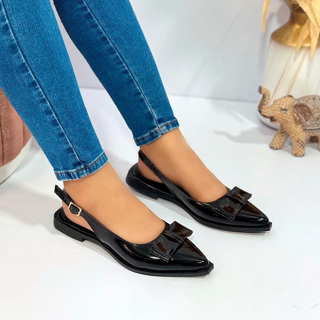 Balerinas Slingback Charol con Lazo Brillante – Chelina Shop