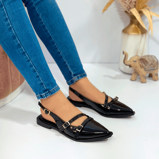 Flats Doble Tira Cruzada Slingback Punta Fina - Estilo Chic Urbano