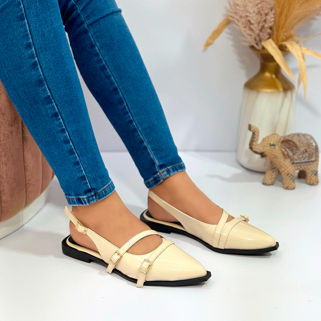 Flats Doble Tira Cruzada Slingback Punta Fina - Estilo Chic Urbano