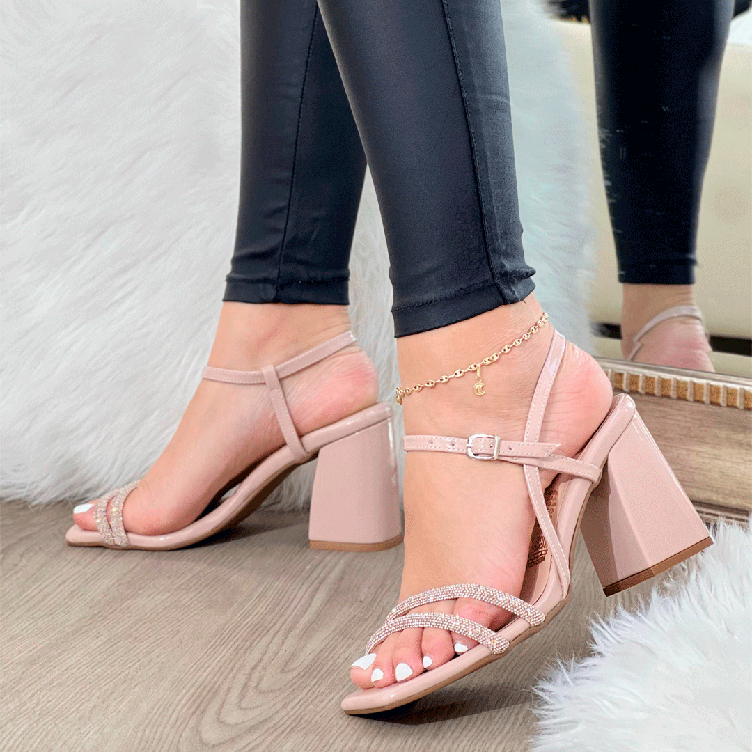 Sandalias brillantes tacón elefante