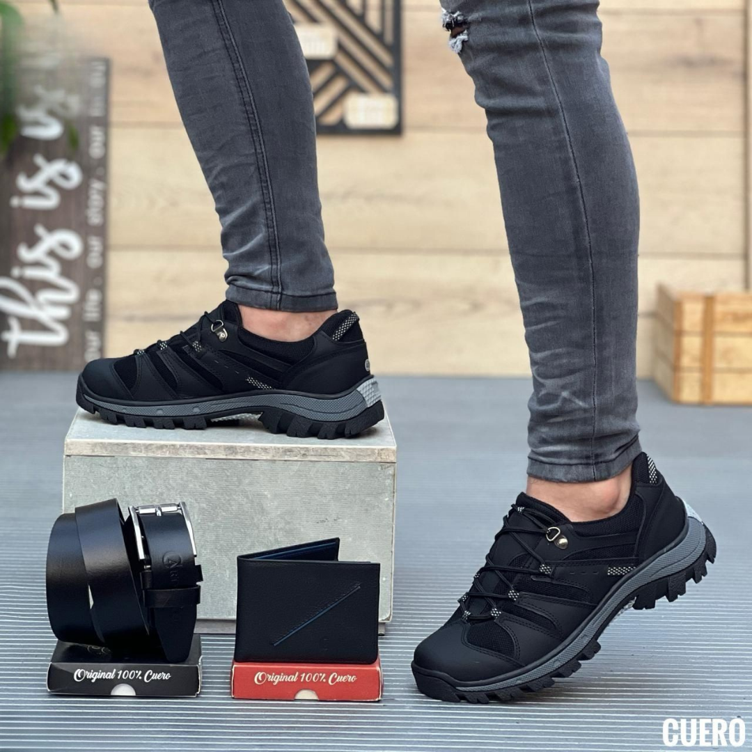 Zapatos de Trekking Hombre en Cuero - Suela Antideslizante - Estilo Outdoor