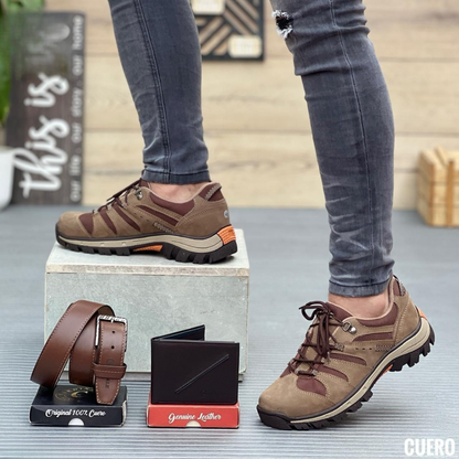 Zapatos de Trekking Hombre en Cuero - Suela Antideslizante - Estilo Outdoor