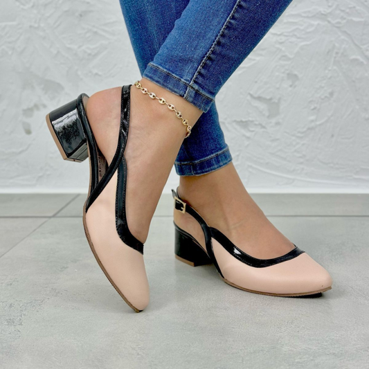 Tacones slingback en charol y animal print – Elegancia casual para oficina y salidas
