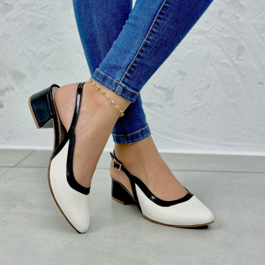 Tacones slingback en charol y animal print – Elegancia casual para oficina y salidas