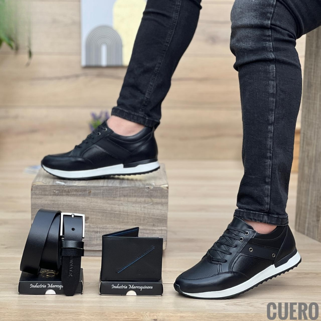 Tenis Zapatillas Urbanas de Cuero para Hombre – Estilo Deportivo Elegante