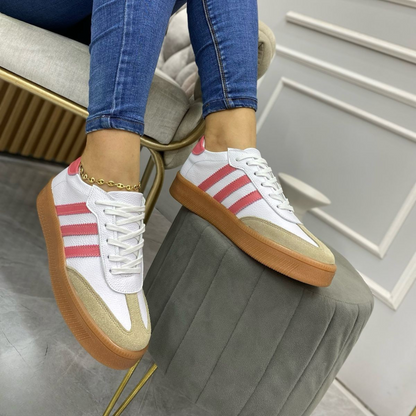 Tenis casuales de cuero original con suela caramelo – Estilo urbano y comodidad premium