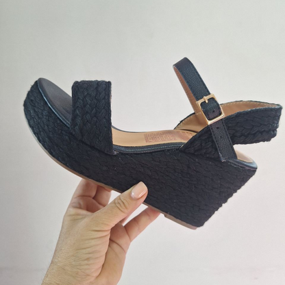 Sandalias Plataforma Yute Tropical Chelina – Hechas a Mano, Estilo Boho Chic