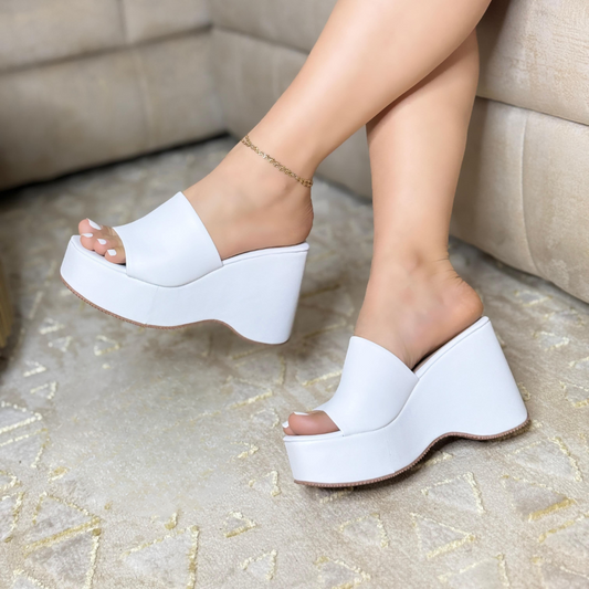 Sandalias Cuña Chunky Mule Mujer – Altura Cómoda, Estilo Minimalista