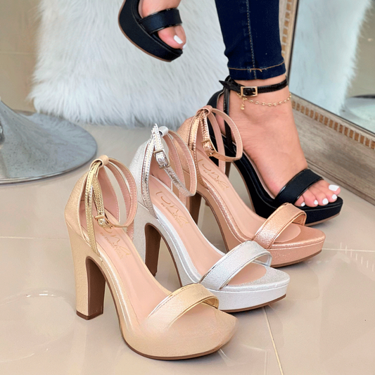 Sandalias Fiesta Glamour Tacón Alto y Brillo – Elegancia para Mujer