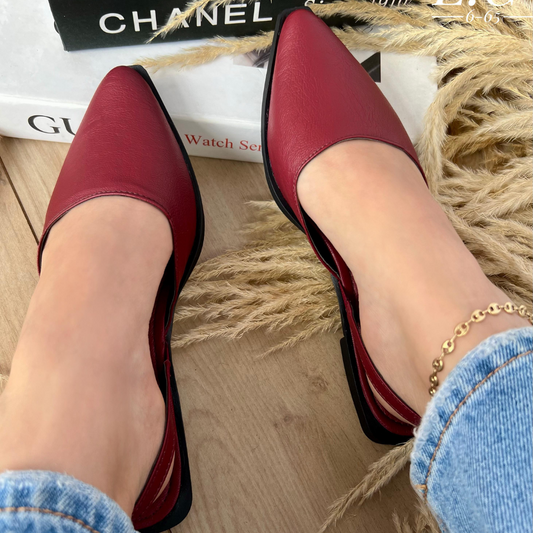 Flats Slingback de Cuero Mate – Elegancia cómoda para dama