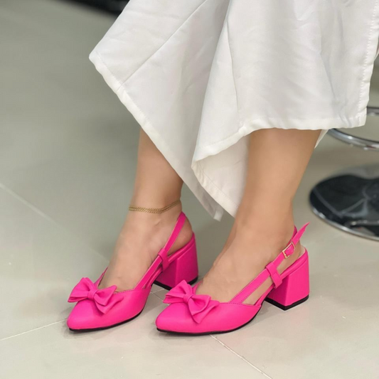 Slingback con lazo y tacón cuadrado – Elegancia casual para dama