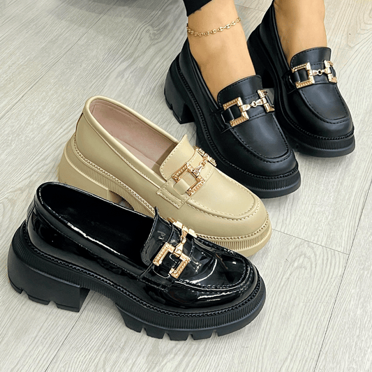 Mocasines Chunky con Hebilla Dorada