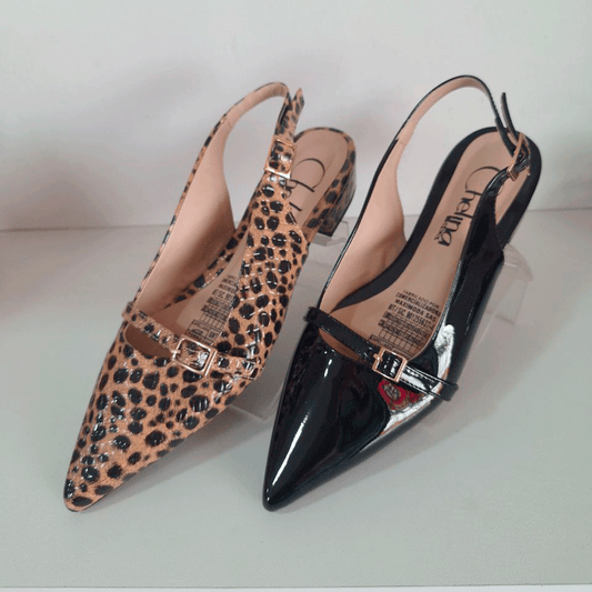 Mary Janes slingback punta fina tacón kitten